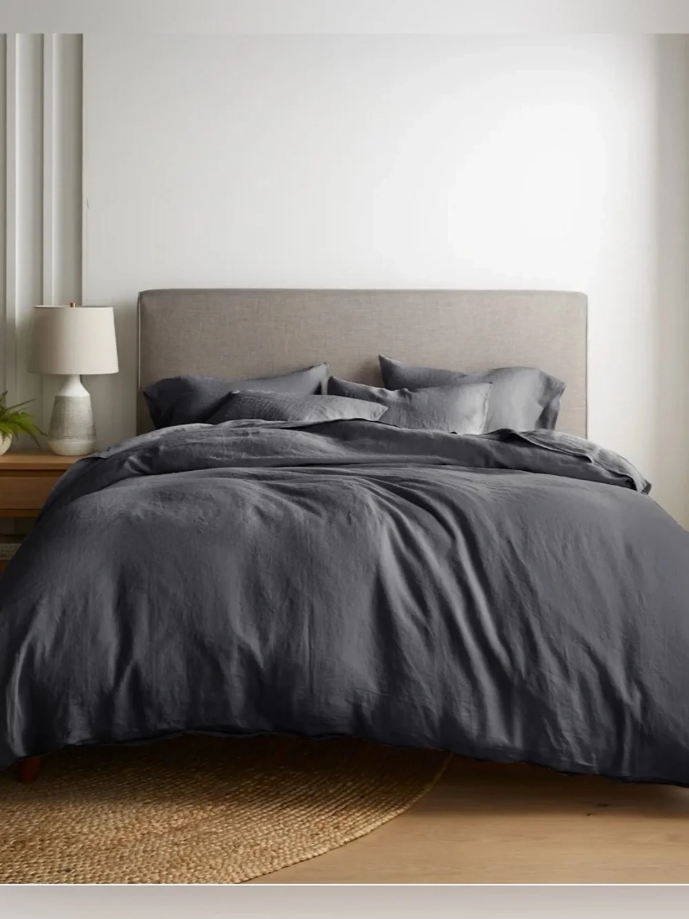 Quince European Linen Duvet Cover  King/Cal King Charcoal New
